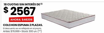 Changomas Colchon espuma 2 plazas. oferta