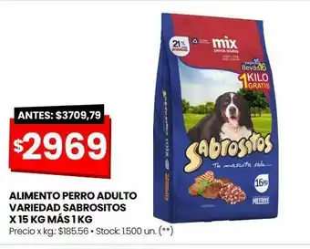 Changomas Alimento perro adulto variedad sabrositos x 15 kg más 1 kg oferta