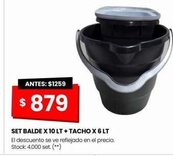 Changomas Set balde x 10 lt + tacho x 6 lt oferta