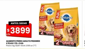Changomas Alimento perro adulto pedigree x 15 kg y 15 + 2 kg oferta