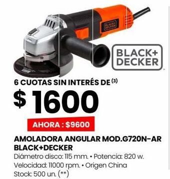 Changomas Amoladora angular mod.g720n-ar black+decker oferta
