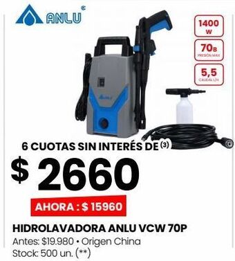 Changomas Hidrolavadora anlu vcw 70p oferta
