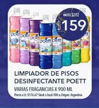 Disco Limpiador de pisos desinfectante poett varias fragancias oferta