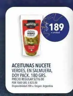 Supermercados Vea Aceitunas nucete verdes en salmuera doy pack 180 grs oferta