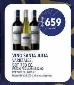 Supermercados Vea Vino santa julia varietales bot 750 cc oferta