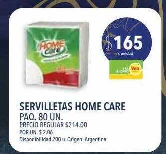 Supermercados Vea Servilletas home care paq. 80 oferta