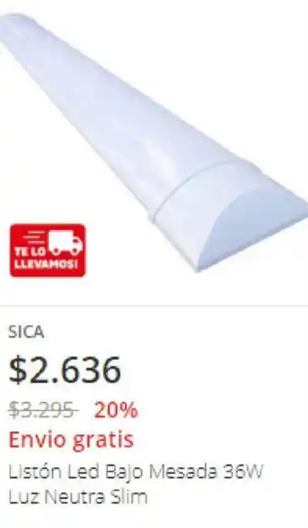 Easy Sica Listón Led Bajo Mesada 36W Luz Neutra Slim oferta