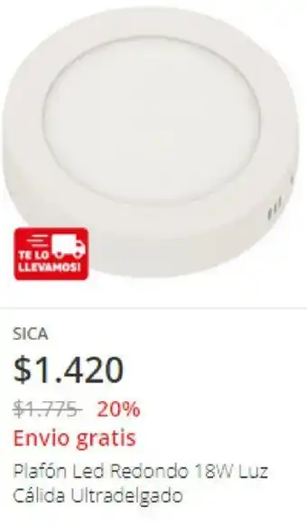 Easy Sica Plafón Led Redondo 18W Luz Cálida Ultradelgado oferta
