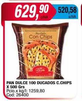 Maxiconsumo Pan dulce 100 ducados c.chips x 500 grs oferta