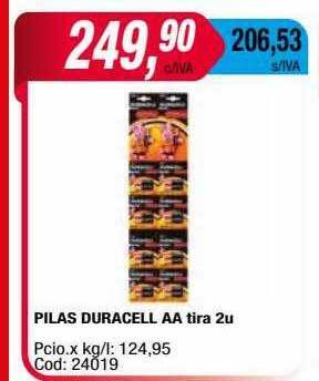Maxiconsumo Pilas duracell aa tira 2 oferta