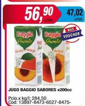 Maxiconsumo Jugo baggio sabores x200cc oferta