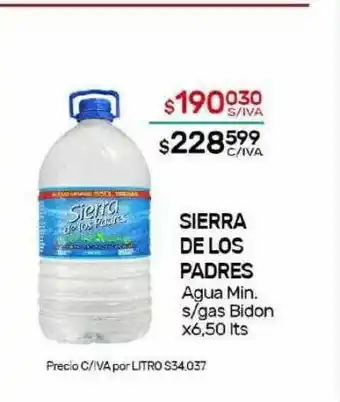 Nini Mayorista Sierra de los padres agua min s gas bidon 6.50 lts oferta