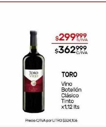 Nini Mayorista Toro vino botellón clasico tinto oferta