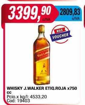Maxiconsumo Whisky j.walker etiq.roja x750 cc oferta
