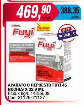 Maxiconsumo Aparato o repuesto fuyi 45 noches x 32.9ml oferta