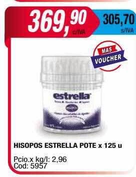 Maxiconsumo Hisopos estrella pote x 125 oferta