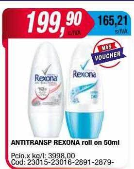 Maxiconsumo Antitransp rexona roll on 50ml oferta