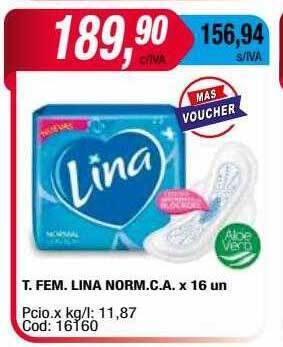 Maxiconsumo T.fem. lina norm.c.a. x 16 un oferta