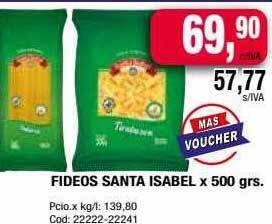 Maxiconsumo Fideos santa isabel x 500 grs oferta