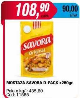 Maxiconsumo Mostaza savora d-pack x250gr oferta