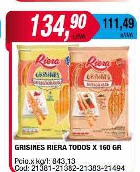 Maxiconsumo Grisines riera todos x 160 gr oferta