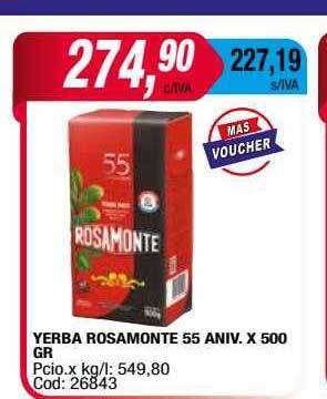 Maxiconsumo Yerba rosamonte 55 aniv. x 500 gr oferta