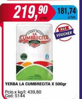Maxiconsumo Yerba la cumbrecita x 500 gr oferta