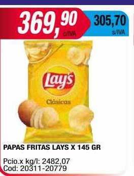 Maxiconsumo Papas fritas lays x 145 gr oferta