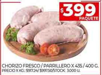 Supermercados DIA Chorizo Fresco/ Parrillero x 435/ 400 G. oferta