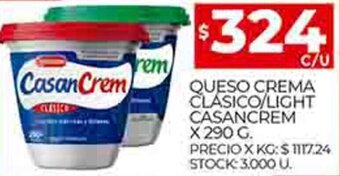 Supermercados DIA Queso Crema Clásico/ Light Casancrem x 290 G. oferta