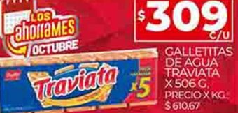 Supermercados DIA Galletitas De Agua Traviata x 506 G oferta