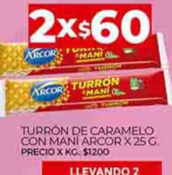 Supermercados DIA Turrón de Caramelo Con Maní Arcor x 25 G oferta