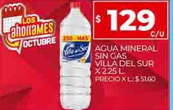Supermercados DIA Agua Mineral Sin Gas Villa del Sur X 2.25 L oferta
