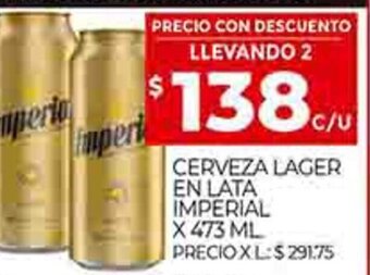 Supermercados DIA Cerveza Lager en Lata Imperial X 473 ML oferta