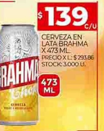 Supermercados DIA Cerveza En Lata Brahma X 473 ML oferta