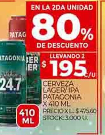 Supermercados DIA Cerveza Lager/ IPA Patagonia X 410 ML oferta