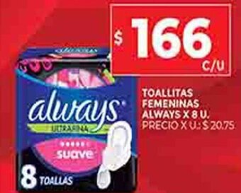 Supermercados DIA Toallitas Femeninas Always X 8 U oferta