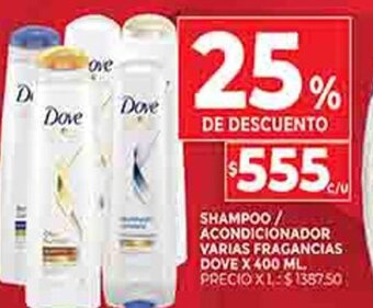 Supermercados DIA Shampoo/ Acondicionador Varias Fragancias Dove X 400 ML oferta