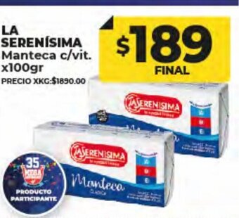Supermayorista Vital La Serenisima Manteca c/vit. x 100gr oferta
