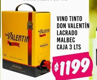 Supermercados Zeta Vino Tinto Don Valentin Lacrado Malbec Caja 3 Lts oferta