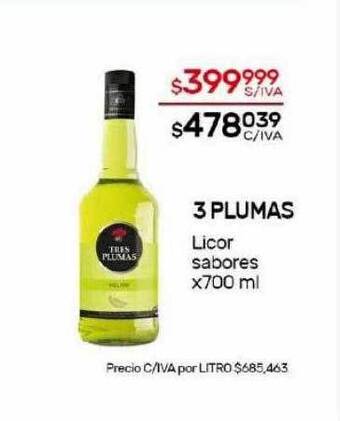 Nini Mayorista 3 plumas licor sabores oferta