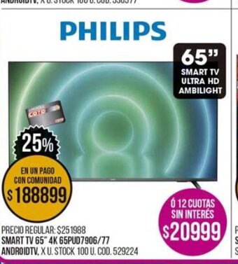 Coto Smart TV 65" 4K 65PUD7906/77 Android Tv oferta
