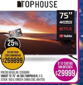 Coto Smart TV 75" 4K UDL75MP804LN oferta