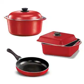Avon Set x3 cucina donna roja - cacerola 24cm + sarten 24cm + cuadrada 26cm oferta