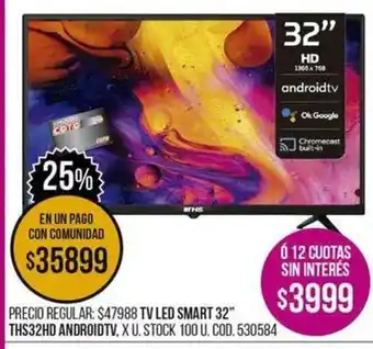 Coto TV Led Smart 32" THS32HD Android TV oferta