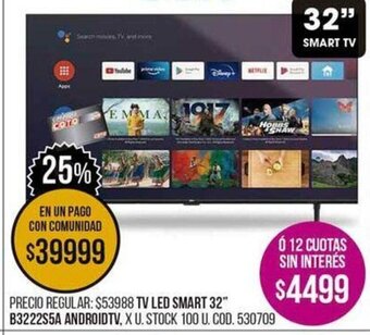 Coto TV LED Smart 32" B3222S5A Android TV oferta