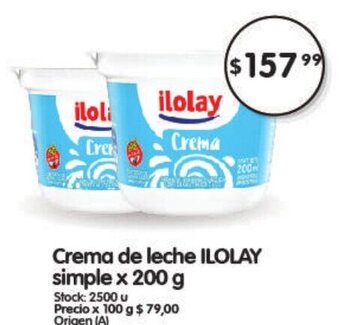 Supermercados Buenos Días Crema De Leche Ilolay Simple x 200g oferta
