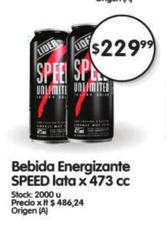 Supermercados Buenos Días Bebida Energizante Speed Lata x 473cc oferta
