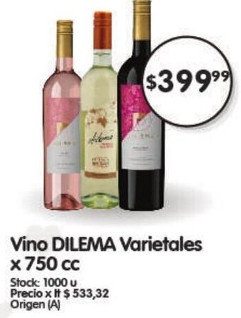 Supermercados Buenos Días Vino Dilema Varietales x 750cc oferta