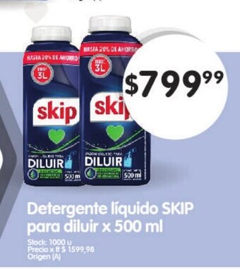 Supermercados Buenos Días Detergente Líquido Skip Para Diluir x 500ml oferta